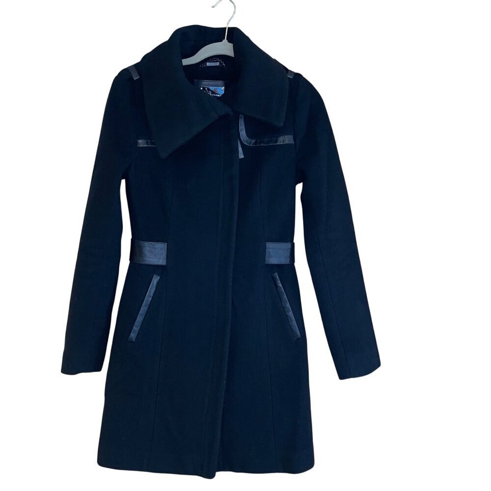 Mackage Womens Coat Size XS Black Leather Pockets Belted Casual Canada